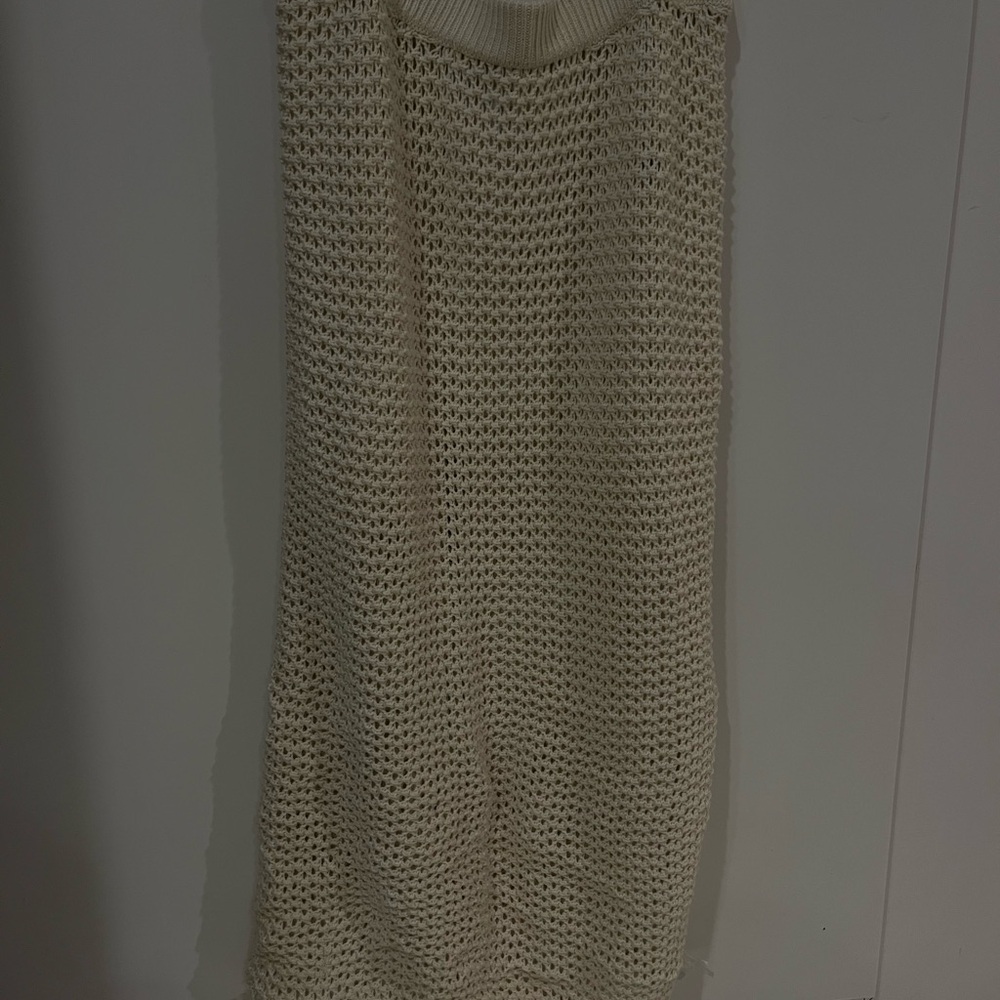 NWOT Old Navy Ivory Knit Skirt with Fringe - Picture 2 of 5